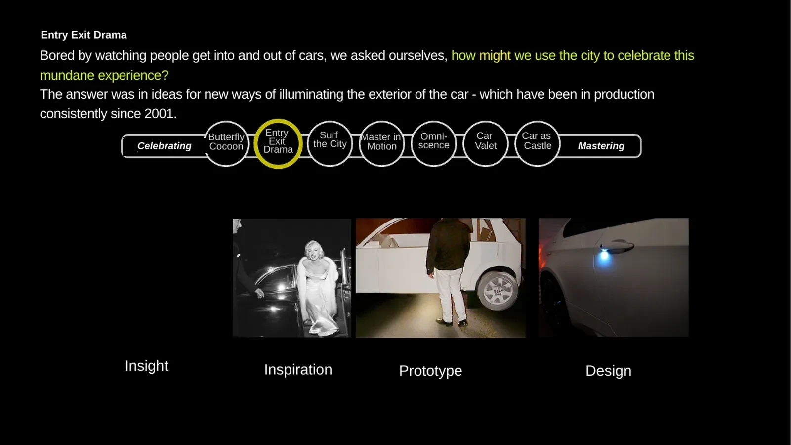 Entry Exit Drama. From insight to prototype to exterior lighting in production.
